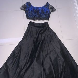 two piece blue and black elegant gown
